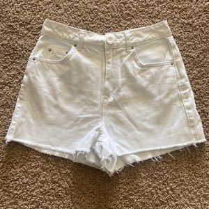 TopShop Moto Mom White Denim Shorts